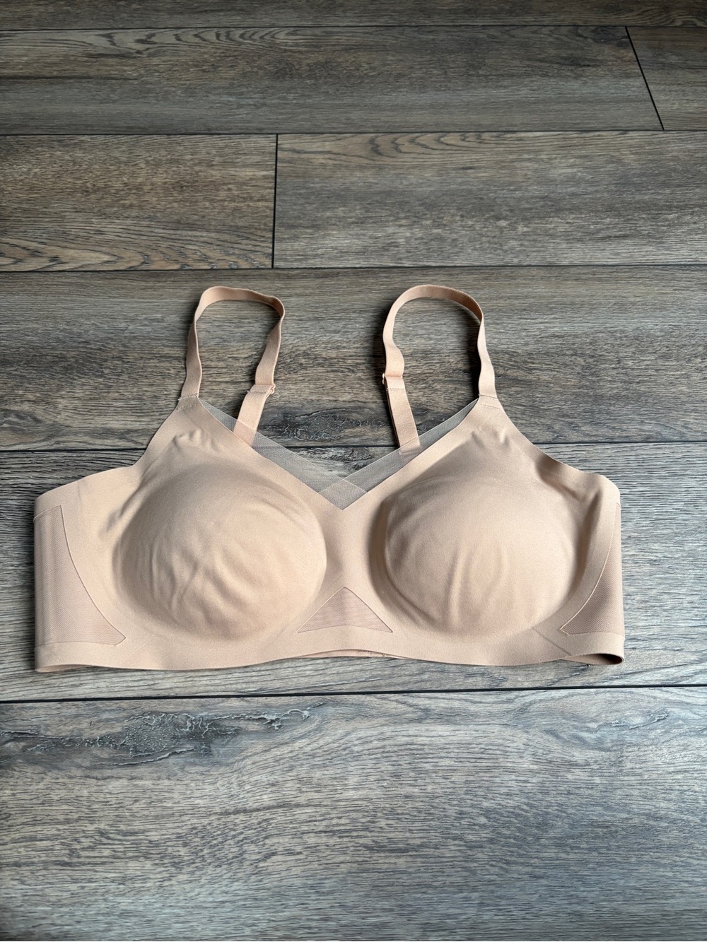 Honeylove Crossover Bra Sand Nude Tan Wireless Sz Large